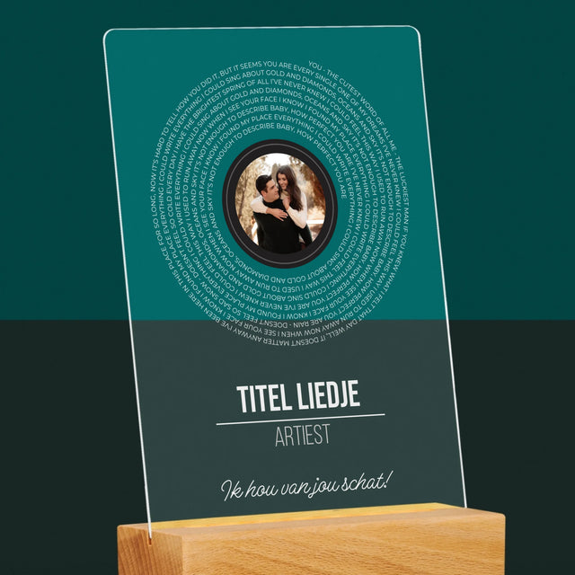 Foto En Handtekening: Songtekst Op Vinyl Lp - Afdruk Op Acrylglas (Verticaal)