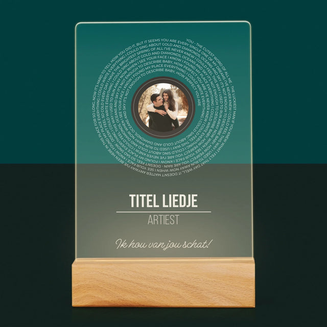 Foto En Handtekening: Songtekst Op Vinyl Lp - Afdruk Op Acrylglas (Verticaal)