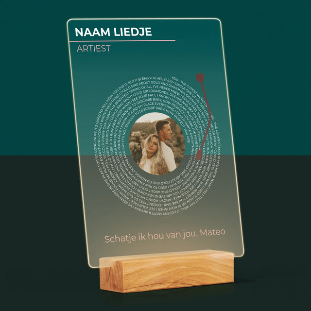 Foto En Handtekening: Ons Liedje Vinyl Lp - Afdruk Op Acrylglas (Verticaal)