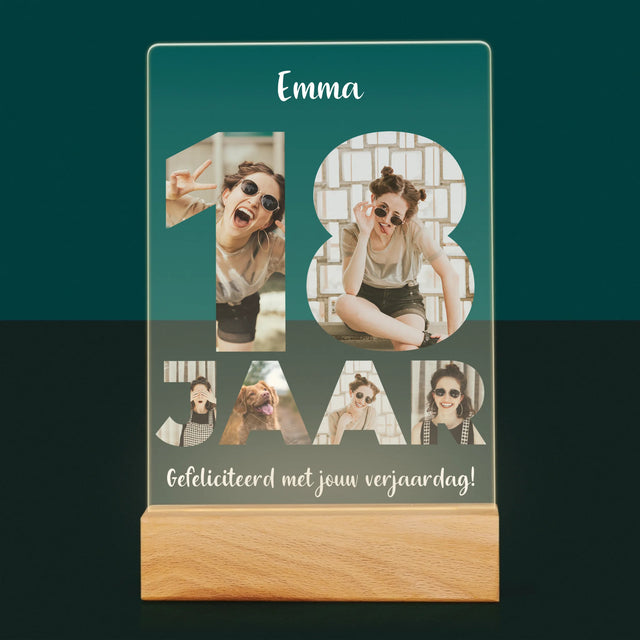 Woord Van Foto'S: 18 Jaar - Afdruk Op Acrylglas (Verticaal)