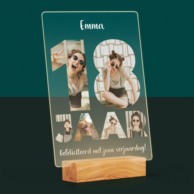 Woord Van Foto'S: 18 Jaar - Afdruk Op Acrylglas (Verticaal)
