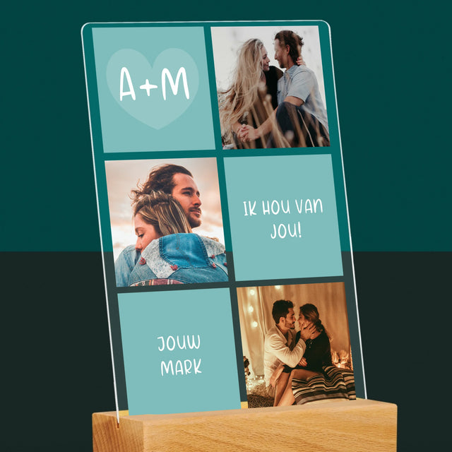 Fotocollage: Initialen Ik Hou Van Jou - Afdruk Op Acrylglas (Verticaal)