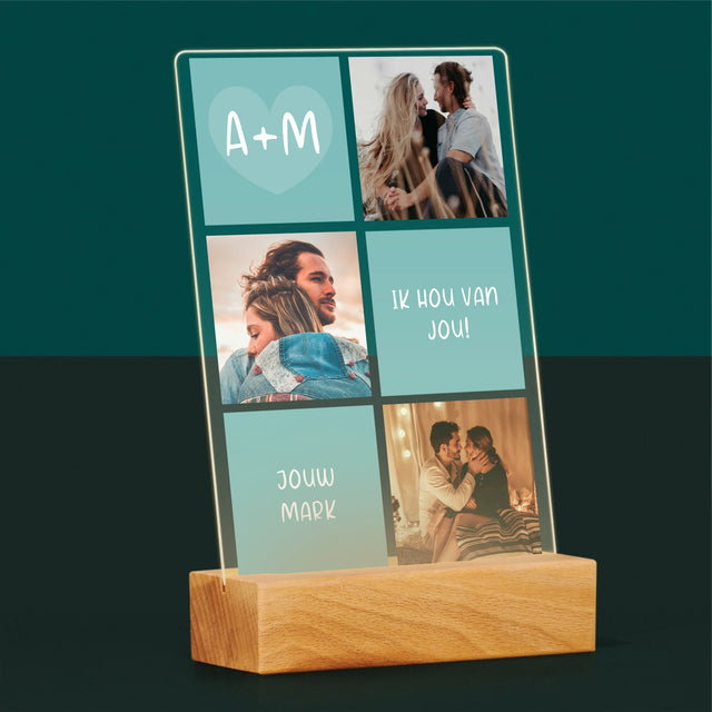 Fotocollage: Initialen Ik Hou Van Jou - Afdruk Op Acrylglas (Verticaal)