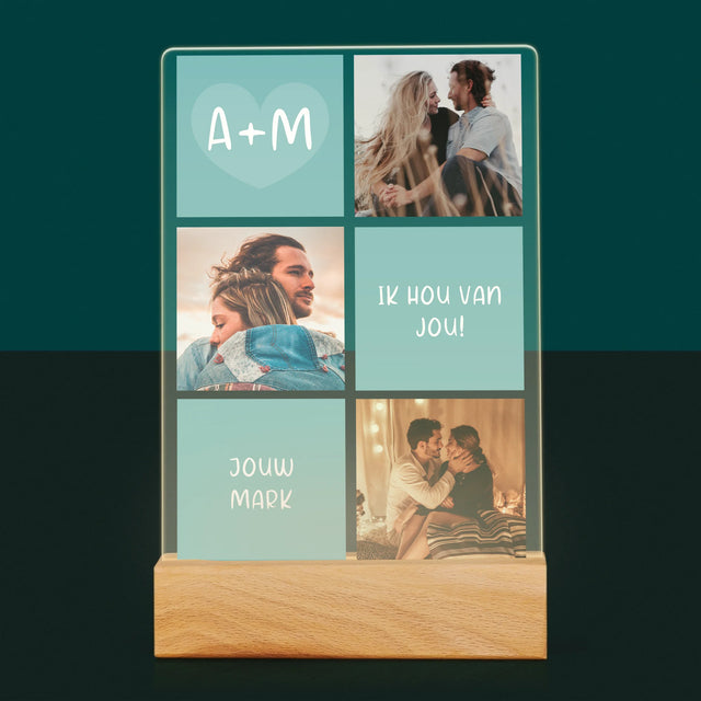 Fotocollage: Initialen Ik Hou Van Jou - Afdruk Op Acrylglas (Verticaal)