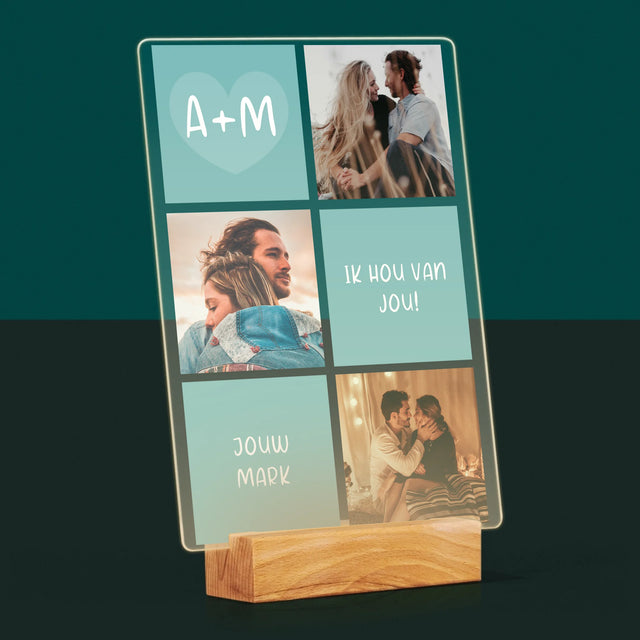 Fotocollage: Initialen Ik Hou Van Jou - Afdruk Op Acrylglas (Verticaal)