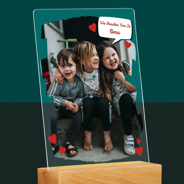 Foto En Handtekening: Voor Lieve Oma - Afdruk Op Acrylglas (Verticaal)