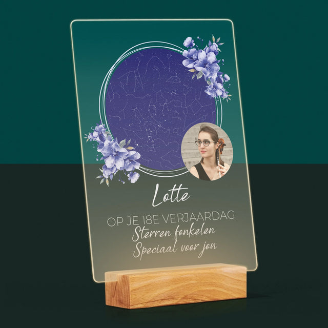 Starrenkaart: Sterrenkaart: Sterren Fonkelen Op Jouw Verjaardag - Afdruk Op Acrylglas (Verticaal)