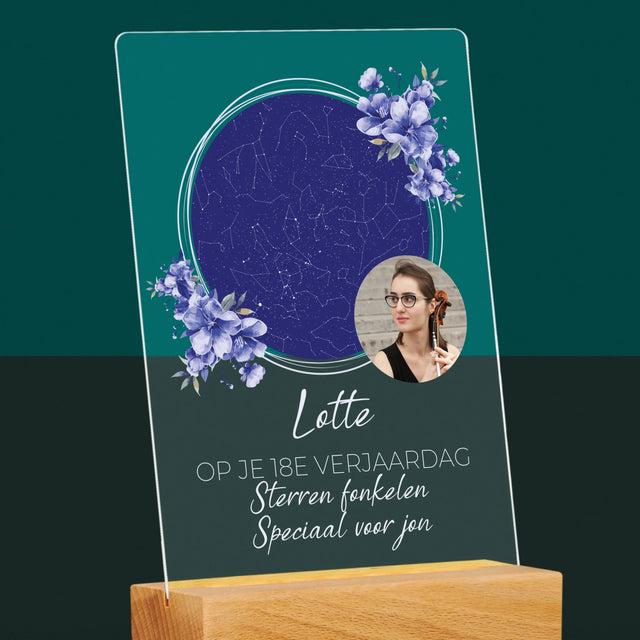 Starrenkaart: Sterrenkaart: Sterren Fonkelen Op Jouw Verjaardag - Afdruk Op Acrylglas (Verticaal)