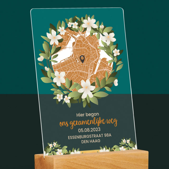 Stadsplastadsplattegrond: Stadskaart: Begin Van Gezamelijke Weg - Afdruk Op Acrylglas (Verticaal)