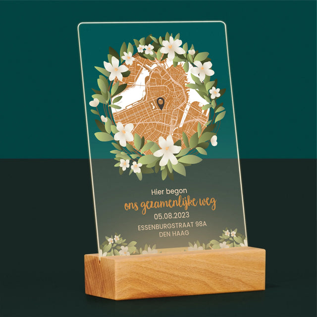 Stadsplastadsplattegrond: Stadskaart: Begin Van Gezamelijke Weg - Afdruk Op Acrylglas (Verticaal)