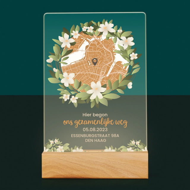 Stadsplastadsplattegrond: Stadskaart: Begin Van Gezamelijke Weg - Afdruk Op Acrylglas (Verticaal)