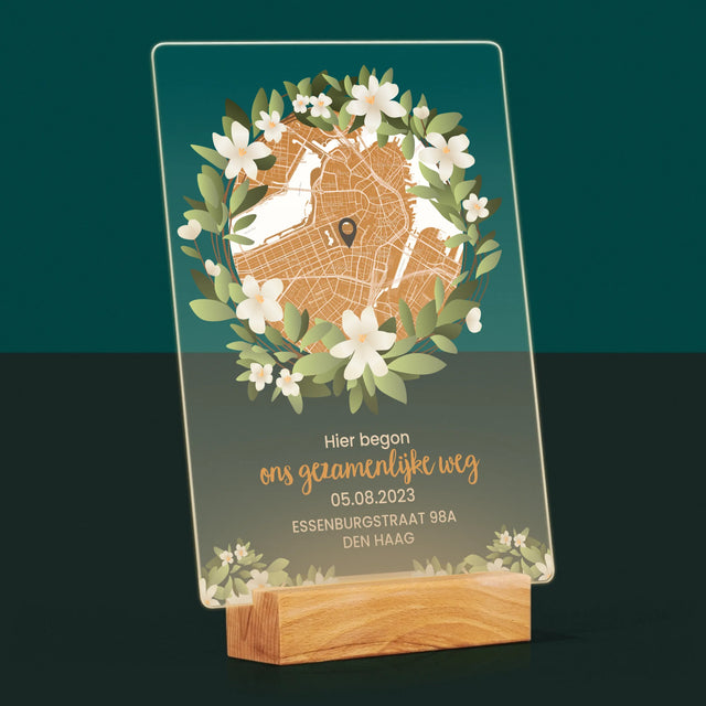 Stadsplastadsplattegrond: Stadskaart: Begin Van Gezamelijke Weg - Afdruk Op Acrylglas (Verticaal)