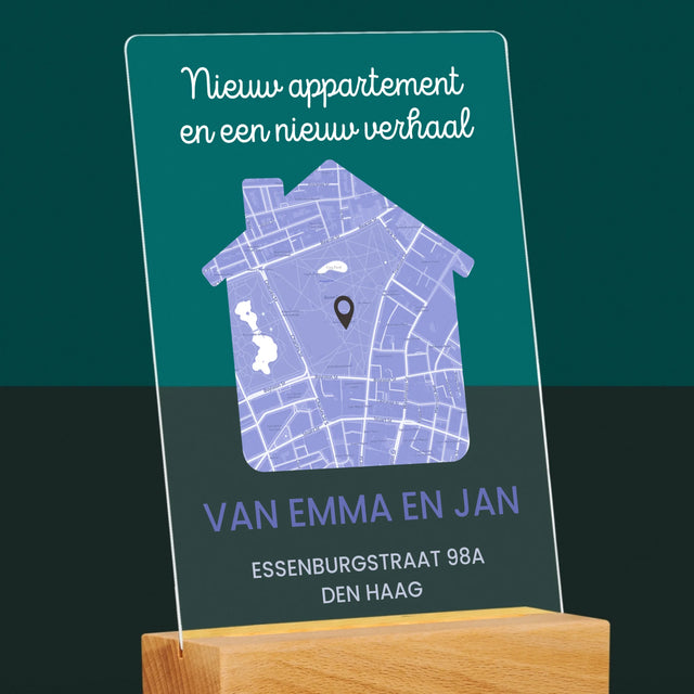 Stadsplastadsplattegrond: Stadskaart: Nieuw Appartement - Afdruk Op Acrylglas (Verticaal)