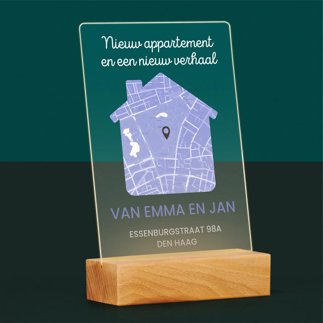 Stadsplastadsplattegrond: Stadskaart: Nieuw Appartement - Afdruk Op Acrylglas (Verticaal)