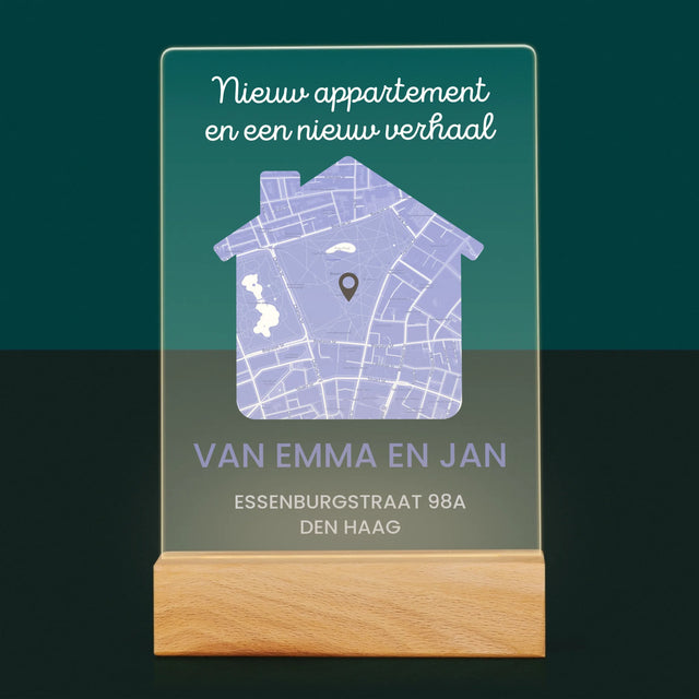 Stadsplastadsplattegrond: Stadskaart: Nieuw Appartement - Afdruk Op Acrylglas (Verticaal)