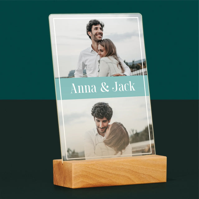 Fotocollage: Namen, Koppel - Afdruk Op Acrylglas (Verticaal)