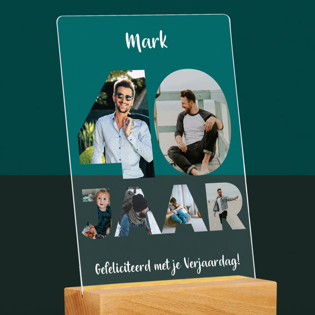 Woord Van Foto'S: 40 Jaar - Afdruk Op Acrylglas (Verticaal)