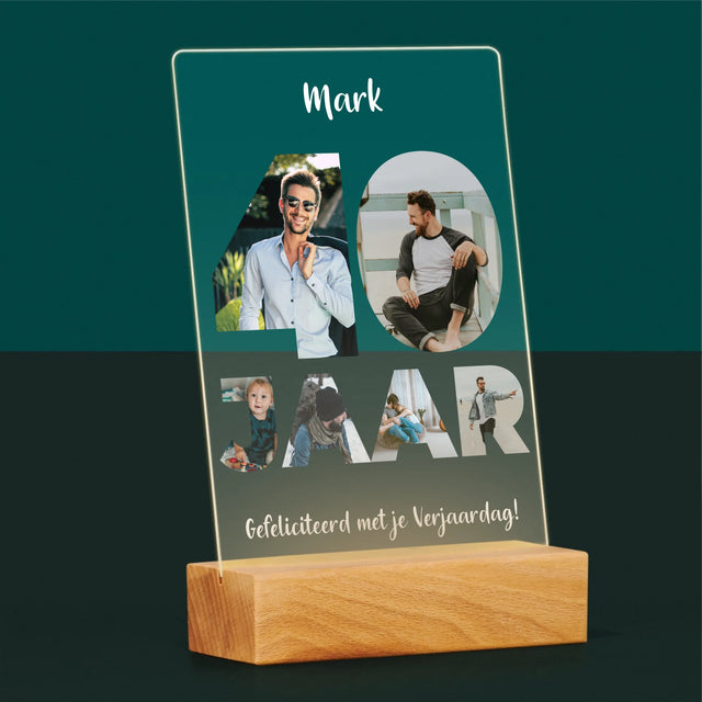 Woord Van Foto'S: 40 Jaar - Afdruk Op Acrylglas (Verticaal)