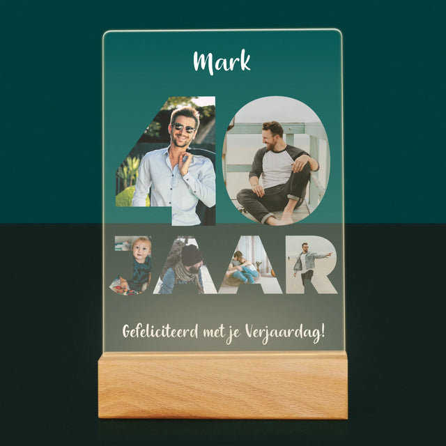 Woord Van Foto'S: 40 Jaar - Afdruk Op Acrylglas (Verticaal)