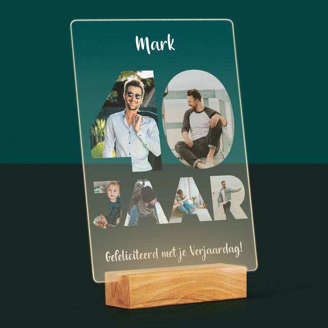 Woord Van Foto'S: 40 Jaar - Afdruk Op Acrylglas (Verticaal)