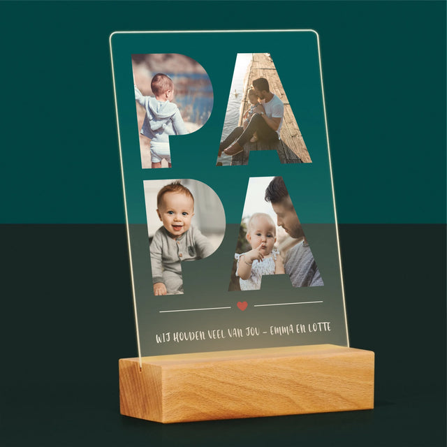 Woord Van Foto'S: Papa - Afdruk Op Acrylglas (Verticaal)
