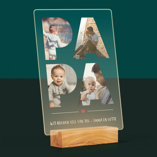 Woord Van Foto'S: Papa - Afdruk Op Acrylglas (Verticaal)