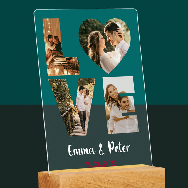 Woord Van Foto'S: Love Met Jouw Foto'S - Afdruk Op Acrylglas (Verticaal)