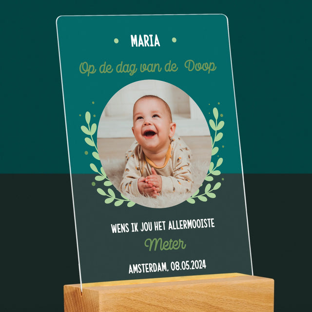 Foto En Handtekening: Ter Gelegenheid Van De Doop - Afdruk Op Acrylglas (Verticaal)