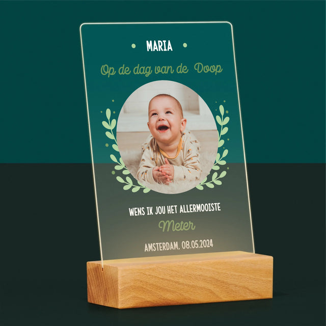 Foto En Handtekening: Ter Gelegenheid Van De Doop - Afdruk Op Acrylglas (Verticaal)