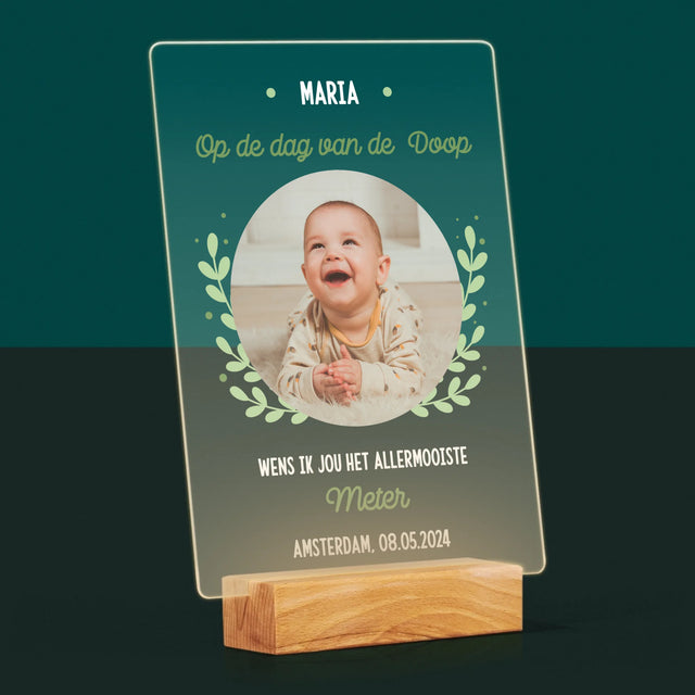 Foto En Handtekening: Ter Gelegenheid Van De Doop - Afdruk Op Acrylglas (Verticaal)