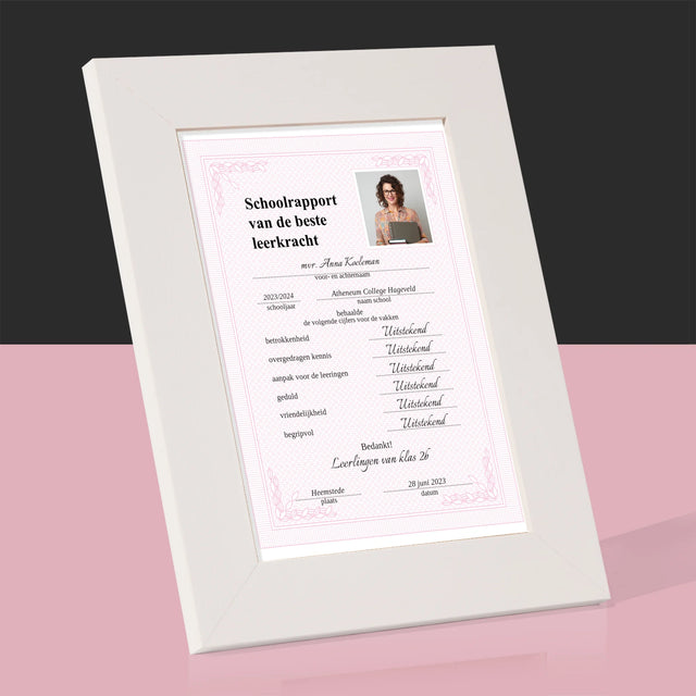 Foto En Handtekening: Schoolrapport Van De Beste Leerkracht - Fotokader (Horziontaal)