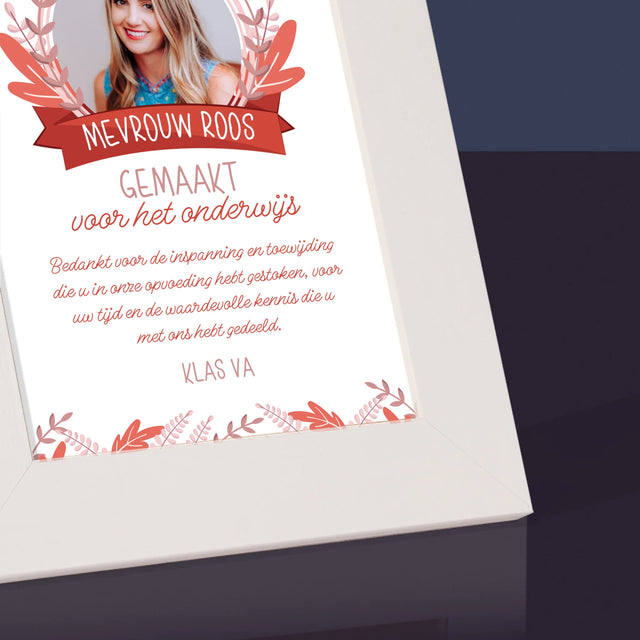 Foto En Handtekening: Gemaakt Voor Het Onderwijs - Fotokader (Horziontaal)