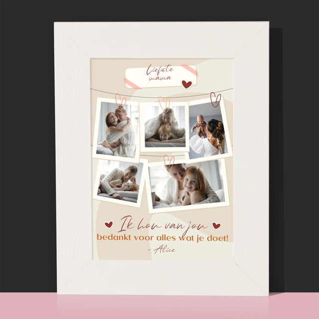 Fotocollage: Ik Hou Van Jou, Mama - Fotokader (Horziontaal)