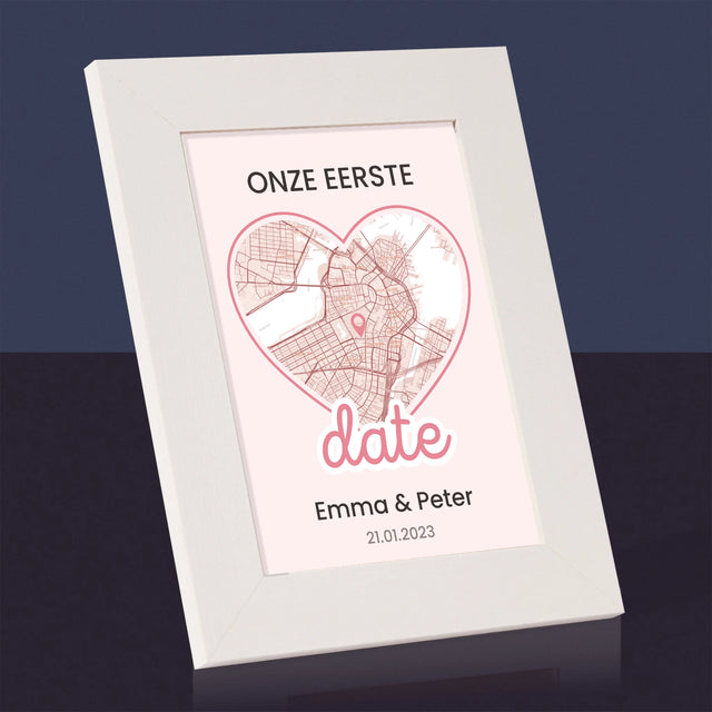 Stadsplastadsplattegrond: Stadskaart: Eerste Date - Fotokader (Horziontaal)