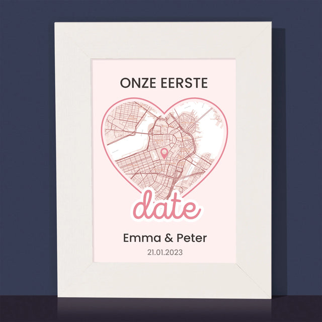 Stadsplastadsplattegrond: Stadskaart: Eerste Date - Fotokader (Horziontaal)