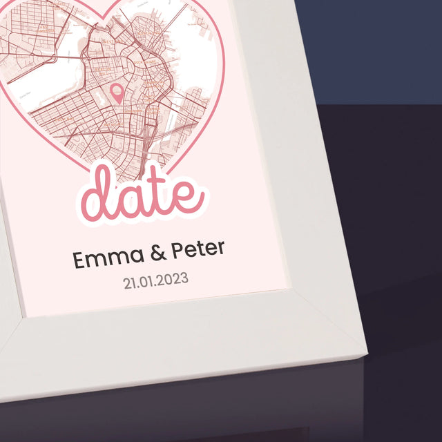 Stadsplastadsplattegrond: Stadskaart: Eerste Date - Fotokader (Horziontaal)