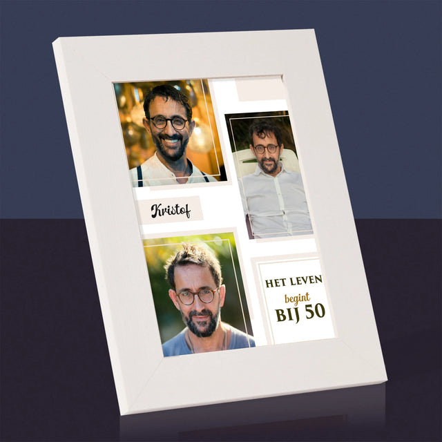 Fotocollage: Het Leven Begint Bij 50 - Fotokader (Horziontaal)