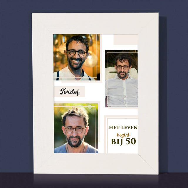 Fotocollage: Het Leven Begint Bij 50 - Fotokader (Horziontaal)