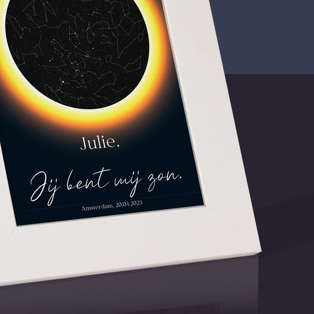 Starrenkaart: Sterrenkaart, Jij Bent Mijn Zon - Fotokader (Horziontaal)