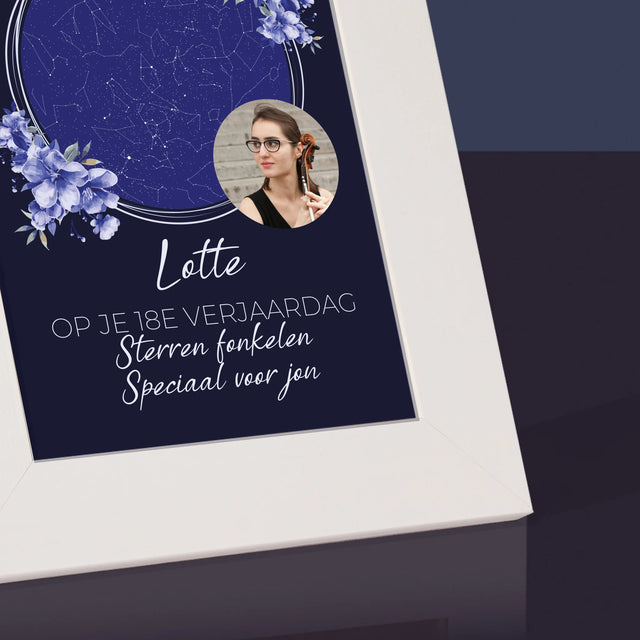 Starrenkaart: Sterrenkaart: Sterren Fonkelen Op Jouw Verjaardag - Fotokader (Horziontaal)