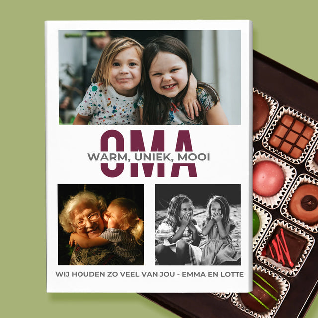 Fotocollage: Kenmerken Oma - Pralines