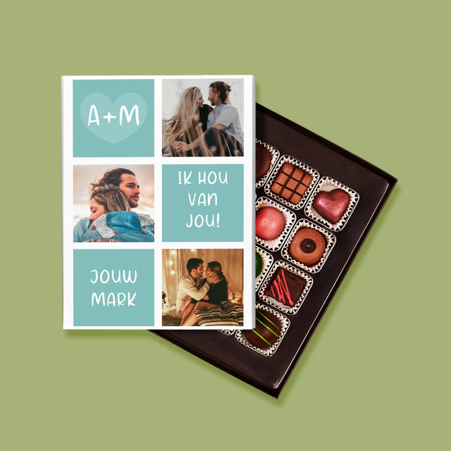 Fotocollage: Initialen Ik Hou Van Jou - Pralines