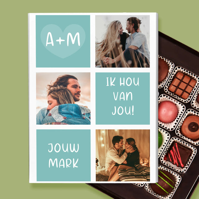 Fotocollage: Initialen Ik Hou Van Jou - Pralines