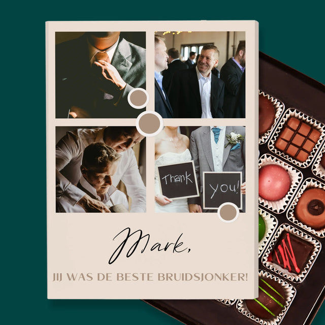 Fotocollage: Bedankt Collage, Bruidsjonker - Pralines
