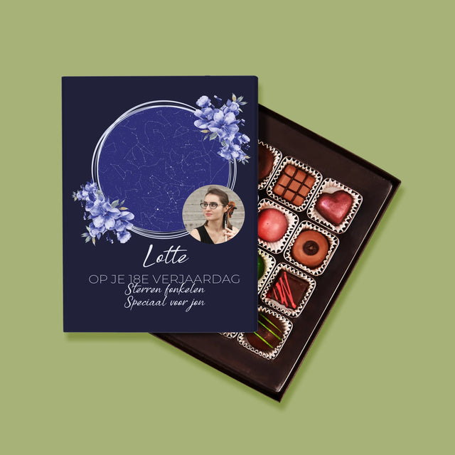 Starrenkaart: Sterrenkaart: Sterren Fonkelen Op Jouw Verjaardag - Pralines