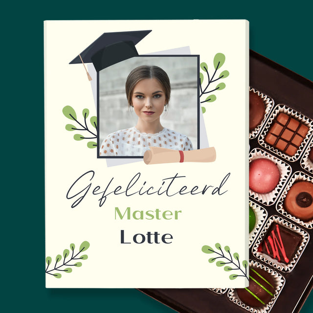 Foto En Handtekening: Gefeliciteerd, Master - Pralines