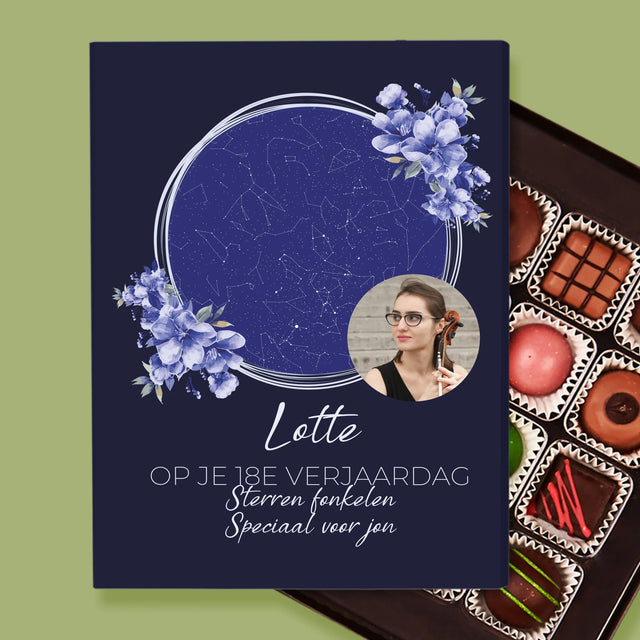 Starrenkaart: Sterrenkaart: Sterren Fonkelen Op Jouw Verjaardag - Pralines