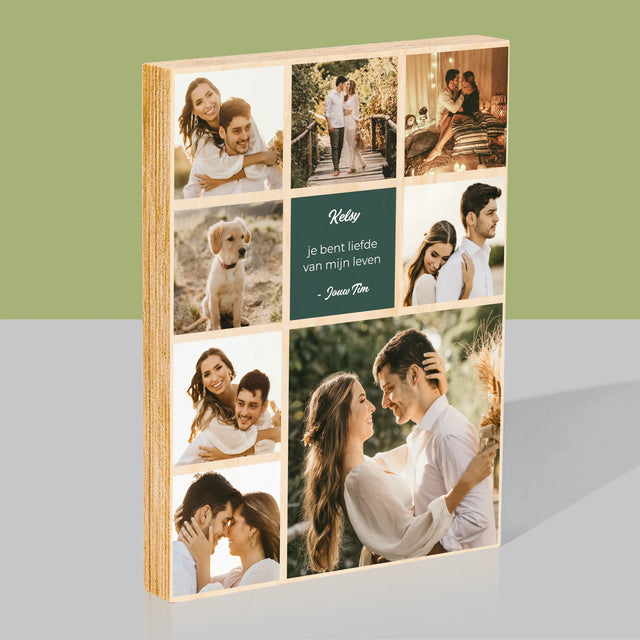 Fotocollage: Liefde Collage - Afdruk Op Hout (Verticaal)