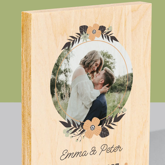 Foto En Handtekening: Verliefd - Afdruk Op Hout (Verticaal)