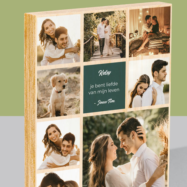 Fotocollage: Liefde Collage - Afdruk Op Hout (Verticaal)